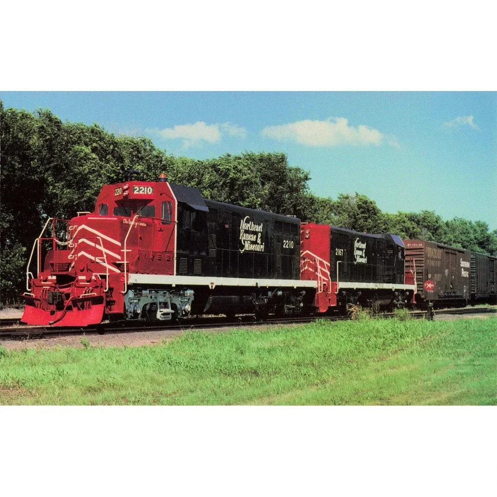 Northeast Kansas & Missouri Locomotives 2210 2167 Elwood KS 1990 Postcard